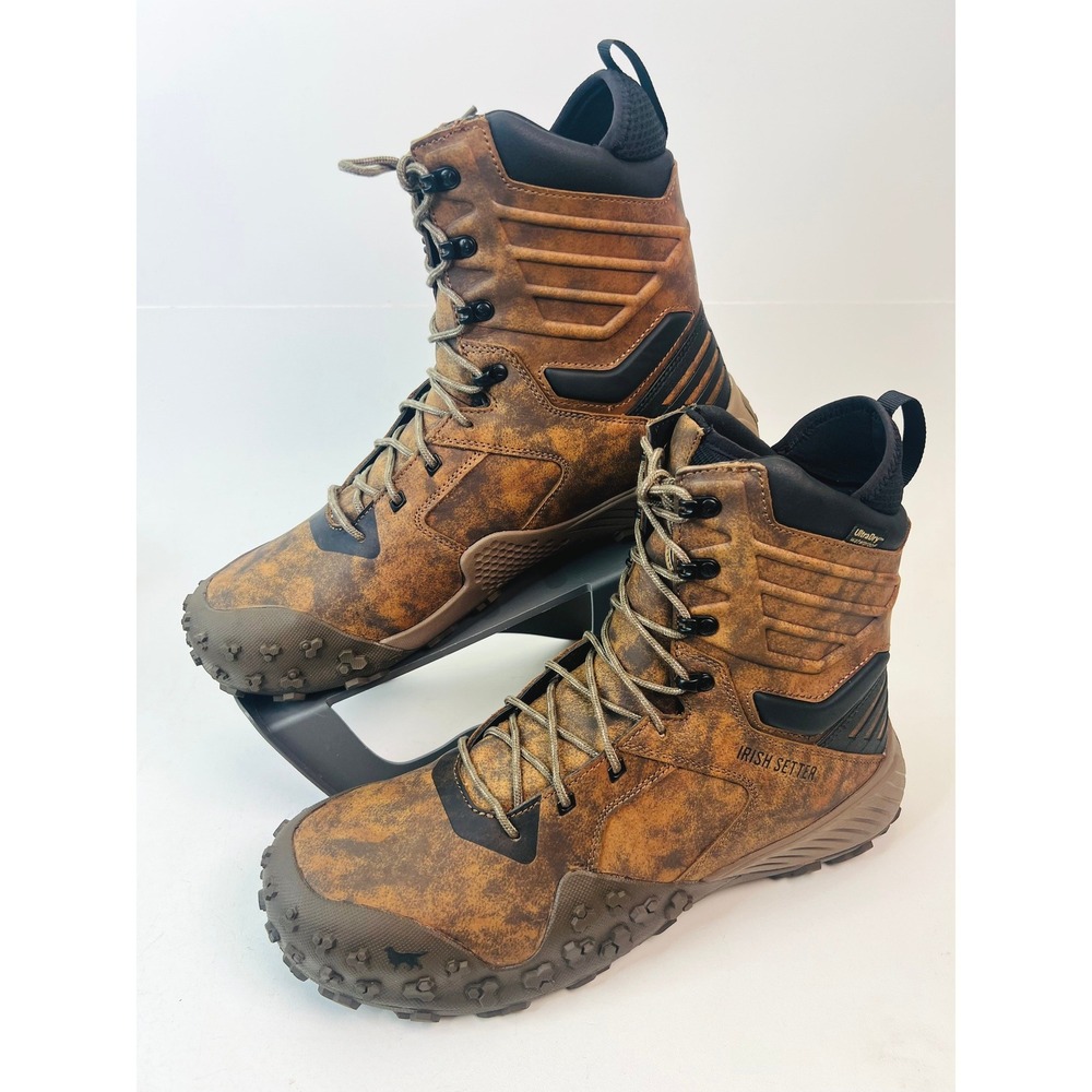 Irish Setter Vaprtrek 3942 Mens 8-Inch WP Hunting Boots Brown Camo Size 14